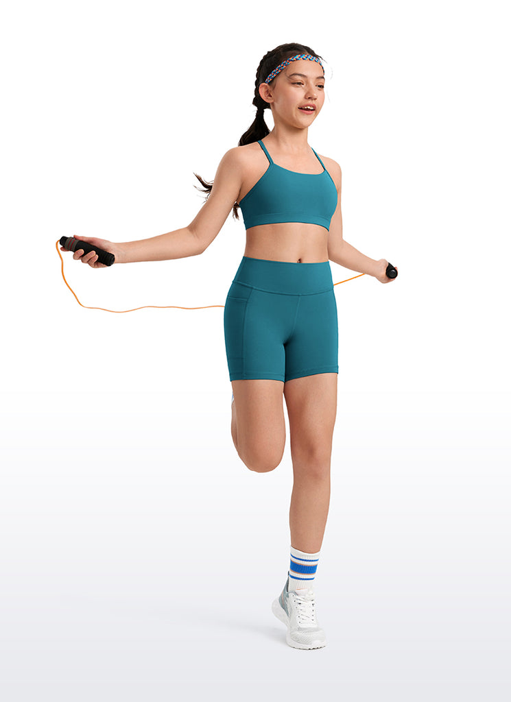 CRZ YOGA Girl's Active Sports Y-Back Bra Butterluxe Teens Tops Cambric Blue