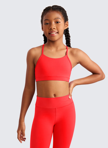 CRZ YOGA Girl's Active Sports Y-Back Bra Butterluxe Teens Tops Deep Red