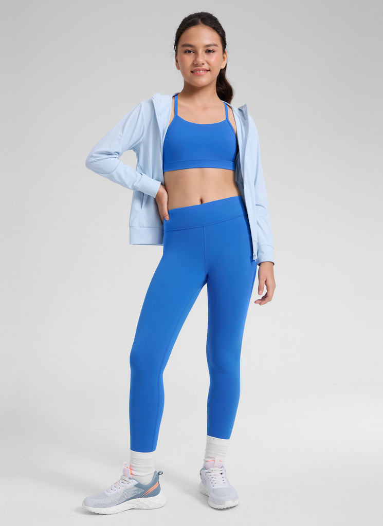 CRZ YOGA Girl's Active Sports Y-Back Bra Butterluxe Teens Tops Sparkle Blue