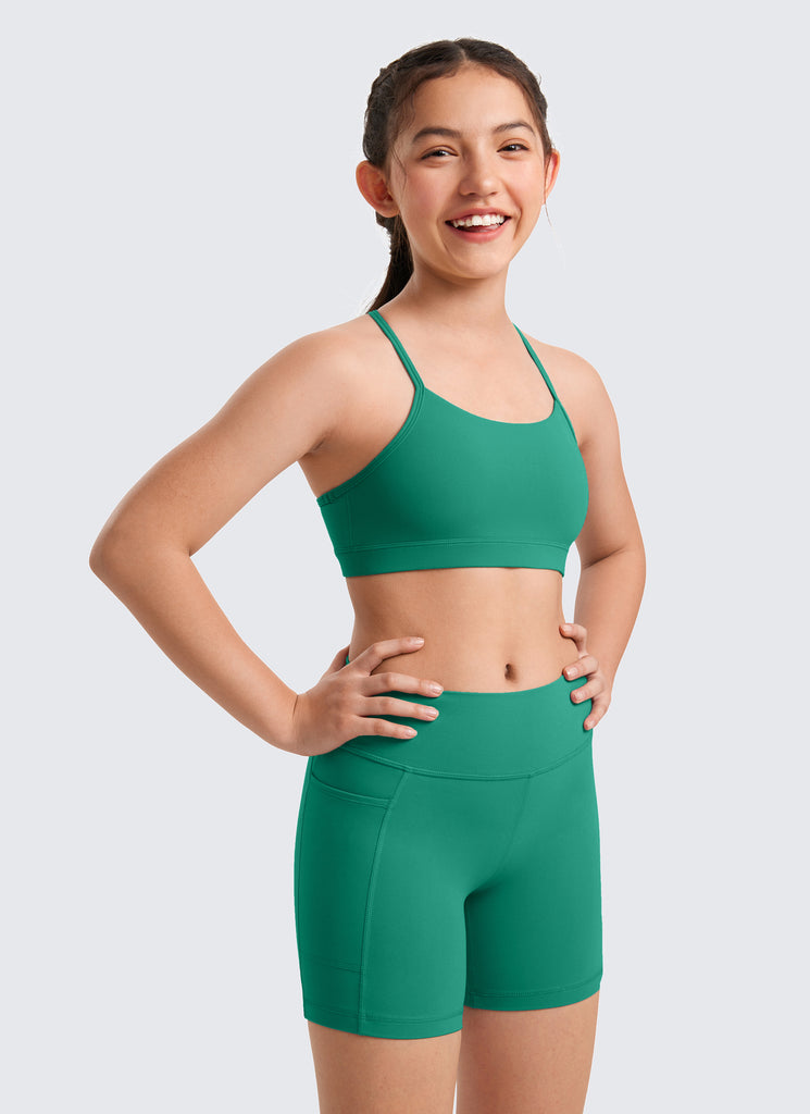 CRZ YOGA Girl's Active Sports Y-Back Bra Butterluxe Teens Tops Cascadia Green