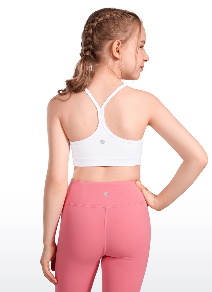 CRZ YOGA Girl's Active Sports Y-Back Bra Butterluxe Teens Tops White