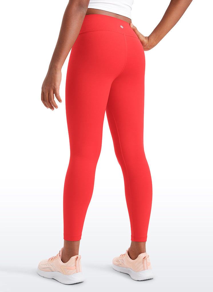 CRZ YOGA Girl's High Rise Butterluxe Sport Leggings 25'' V Cross Waist Sparkle Blue