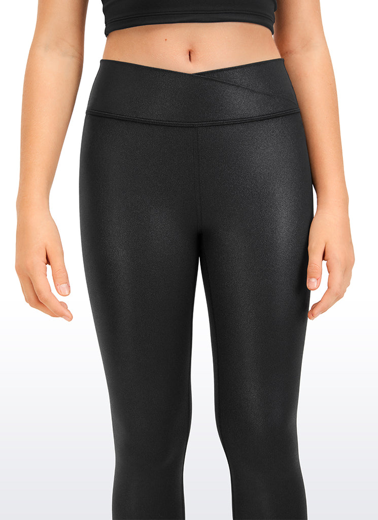 CRZ YOGA Girl's High Rise Butterluxe Sport Leggings 25'' V Cross Waist Tornado