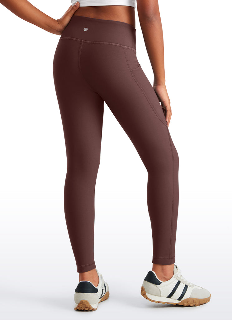 CRZ YOGA Girl's High Rise Thermal Fleece Lined Soft Pocket Leggings Sparkle Blue