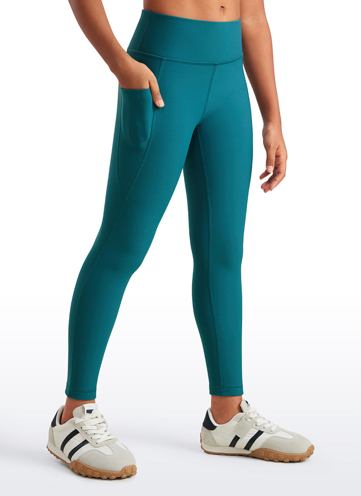 CRZ YOGA Girl's High Rise Thermal Fleece Lined Soft Pocket Leggings Viva Magenta