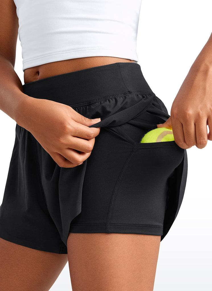 CRZ YOGA Girl's Running Feathery-Fit Soft High Rise Lined Shorts 2.5'' Black