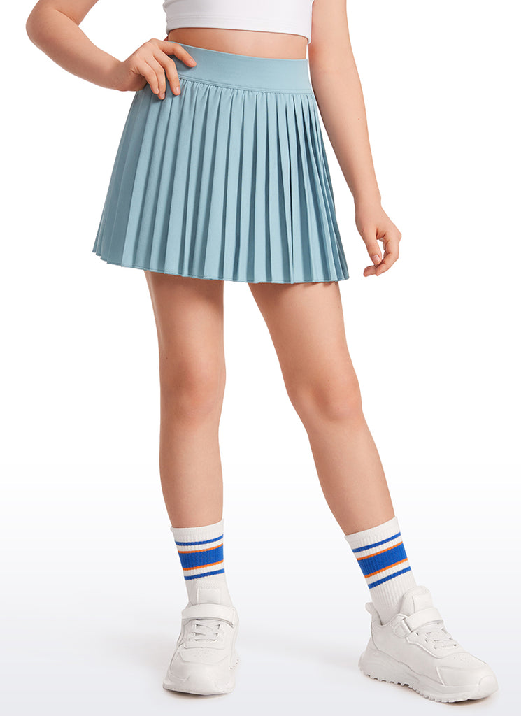 CRZ YOGA Girl's Tennis Sports Pleated Skirts Feathery-Fit Teens Skirts Light grayish blue