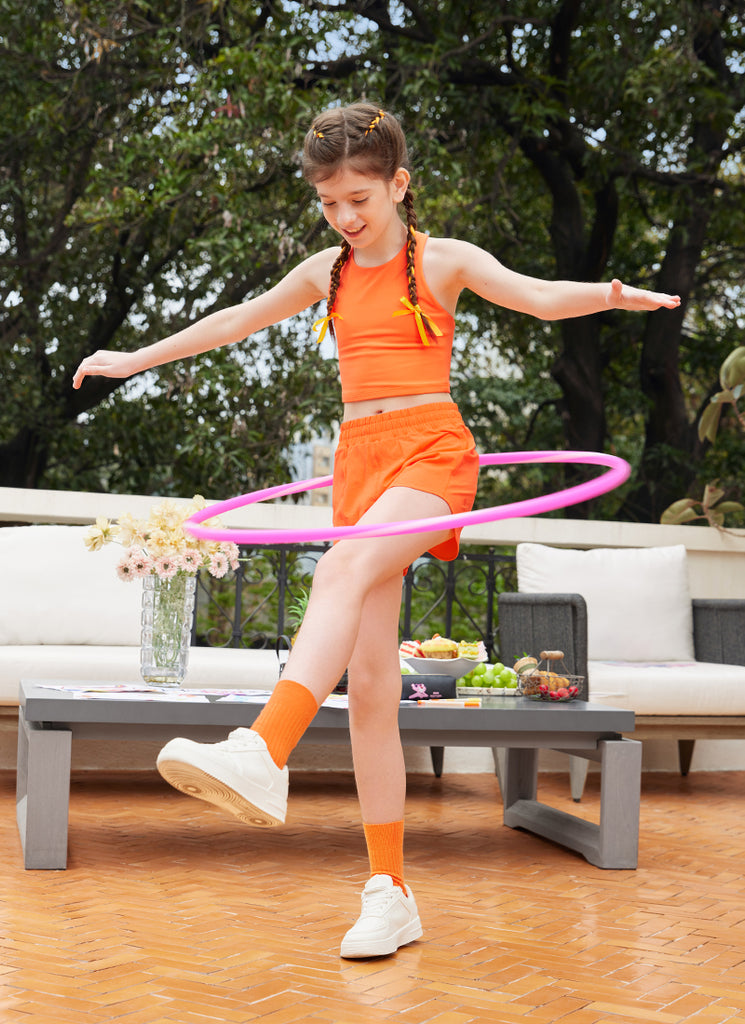 CRZ YOGA Girl's Running Feathery-Fit Soft Low Rise Lined Shorts Hibiscus Purple