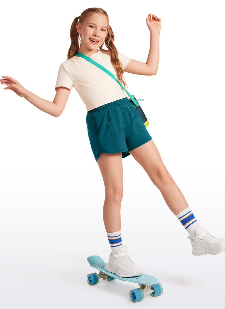 CRZ YOGA Girl's Running Feathery-Fit Soft Low Rise Lined Shorts Lilac