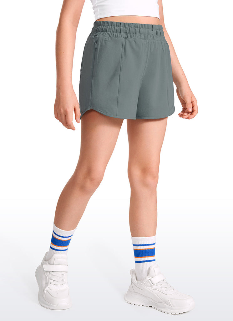 CRZ YOGA Girl's Running Feathery-Fit Soft Low Rise Lined Shorts Black