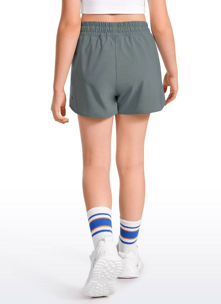 CRZ YOGA Girl's Running Feathery-Fit Soft Low Rise Lined Shorts Light grayish blue
