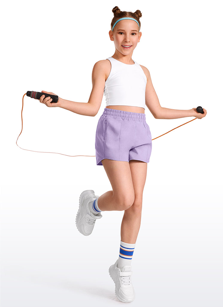 CRZ YOGA Girl's Running Feathery-Fit Soft Low Rise Lined Shorts Sterling