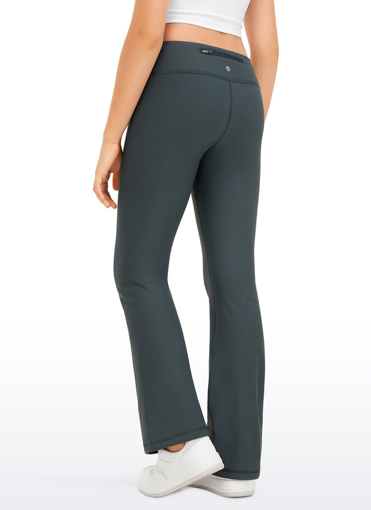 CRZ YOGA Girl's High Rise Thermal Fleece Lined Soft Flare Leggings Black