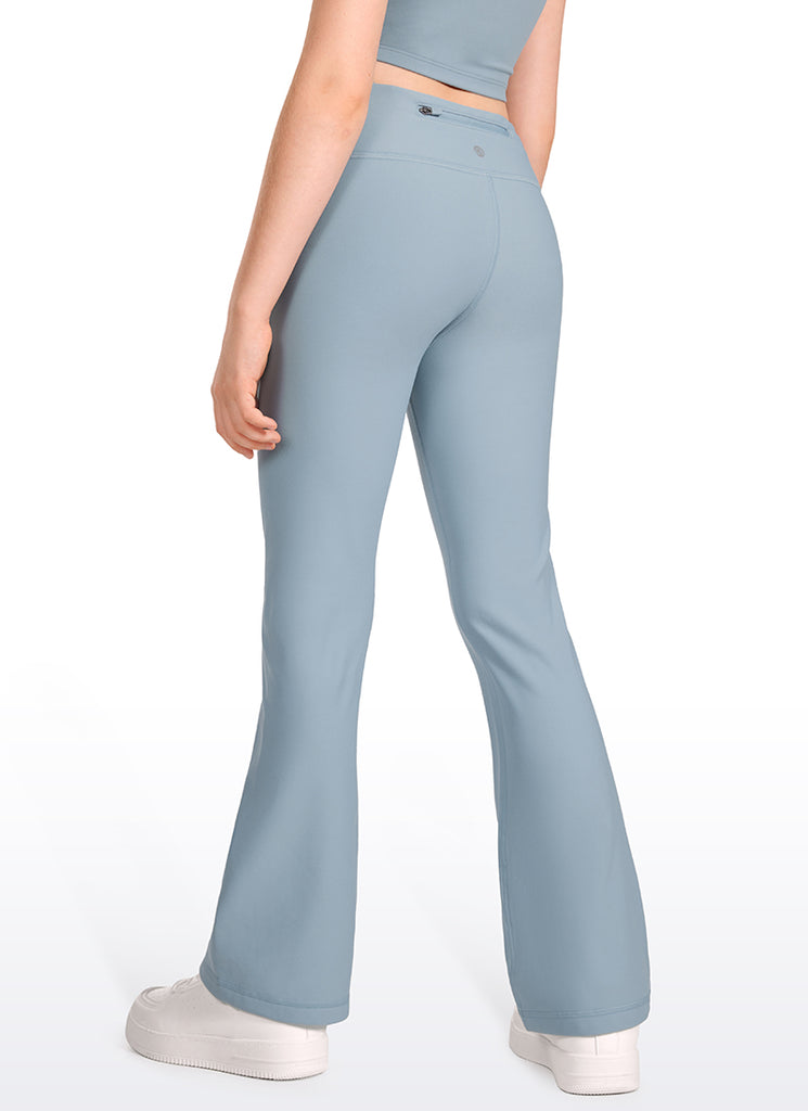 CRZ YOGA Girl's High Rise Thermal Fleece Lined Soft Flare Leggings Melanite