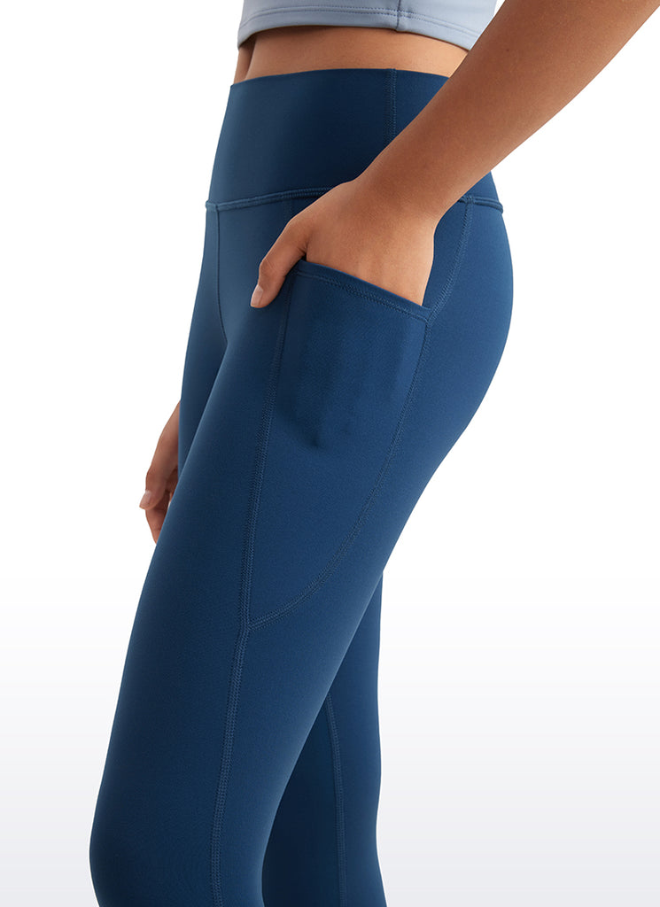 CRZ YOGA Girls Butterluxe Athletic Capri Leggings with Pockets French Navy