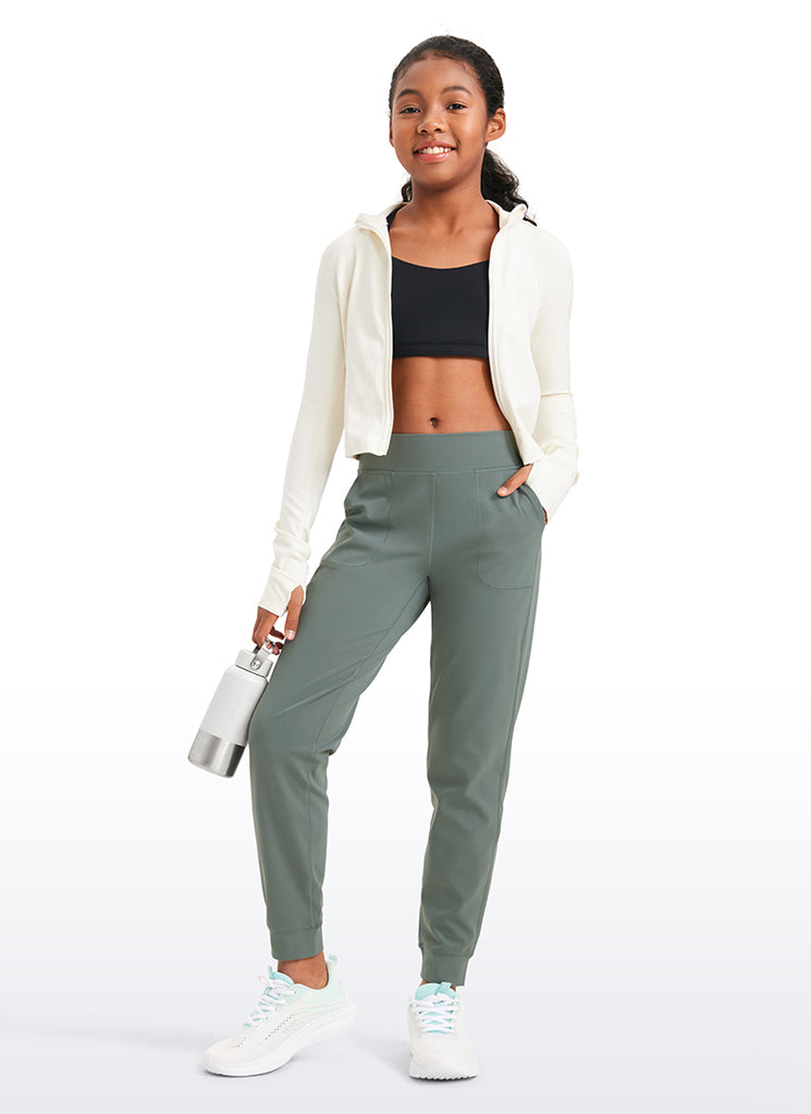 CRZ YOGA Butterlift Girls Joggers with Pockets Running Pants Twilight Blue