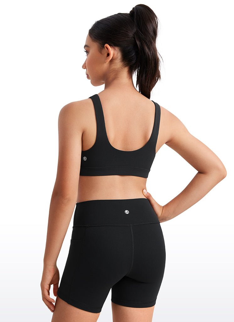 CRZ YOGA girl's Active Sports Butterluxe Teens Scoop Neck UBack Black