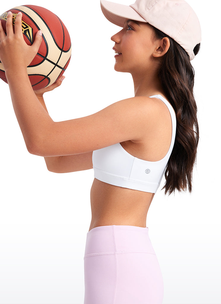 CRZ YOGA girl's Active Sports Butterluxe Teens Scoop Neck UBack White