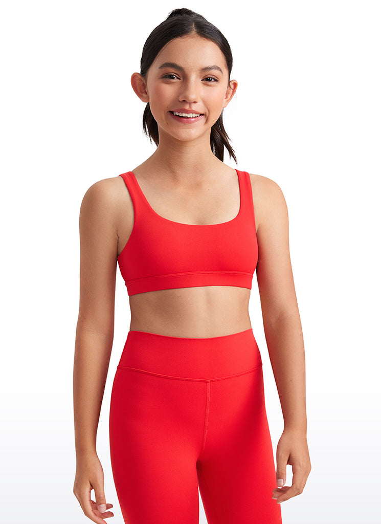 CRZ YOGA girl's Active Sports Butterluxe Teens Scoop Neck UBack Deep Red