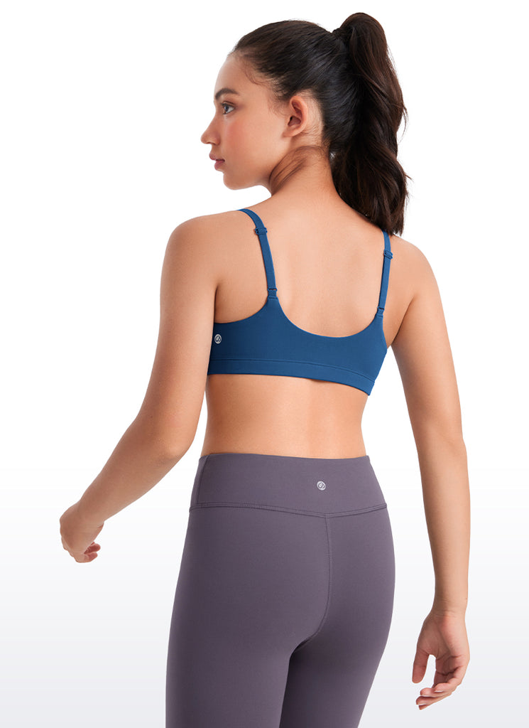 CRZ YOGA Girls Butterluxe Adjustable Spaghetti Strap Scoop Neck Bra Wild Indigo