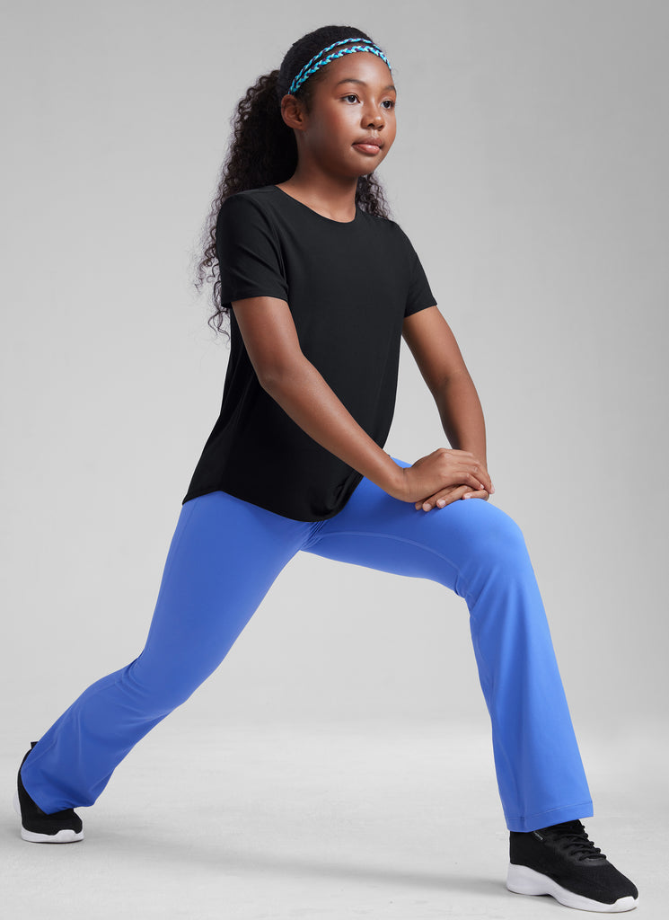 CRZ YOGA Girls Cloudweight Short Sleeve Quick Dry Round Neck T Shirts White