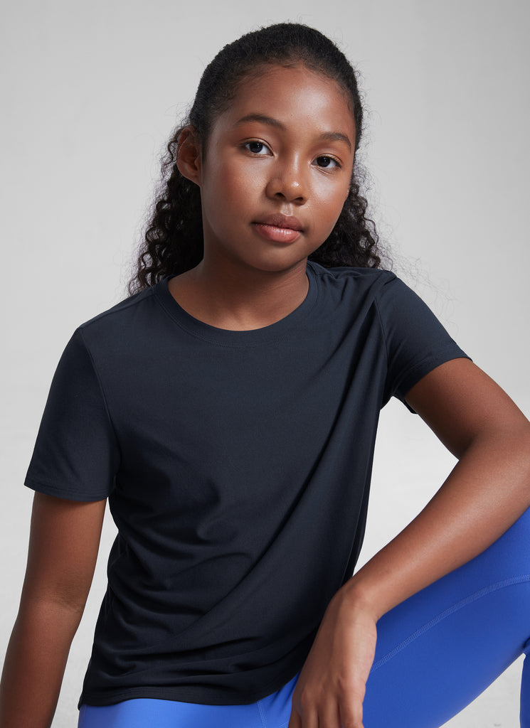 CRZ YOGA Girls Cloudweight Short Sleeve Quick Dry Round Neck T Shirts Kayak Blue