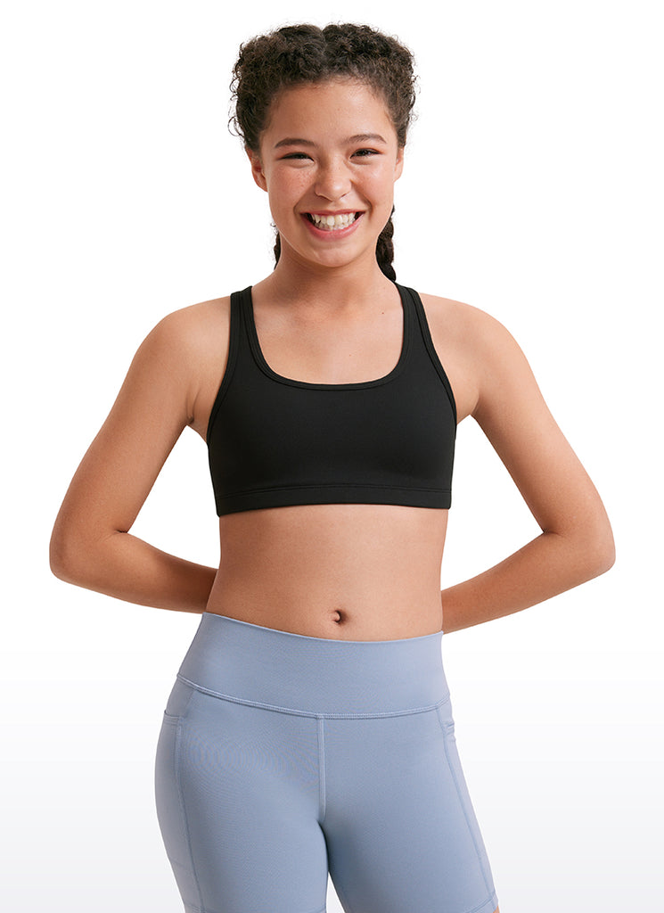 CRZ YOGA  Girl’s Butterluxe Scoop Neck Racerback Yoga Bra Cambric Blue