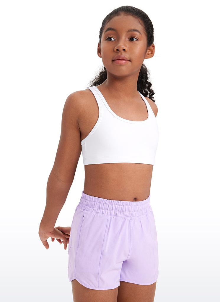 CRZ YOGA  Girl’s Butterluxe Scoop Neck Racerback Yoga Bra Black