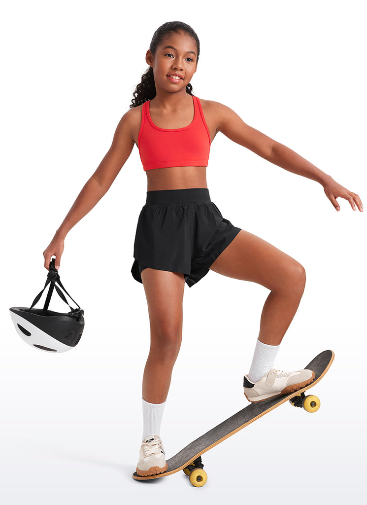 CRZ YOGA  Girl’s Butterluxe Scoop Neck Racerback Yoga Bra Sparkle Blue