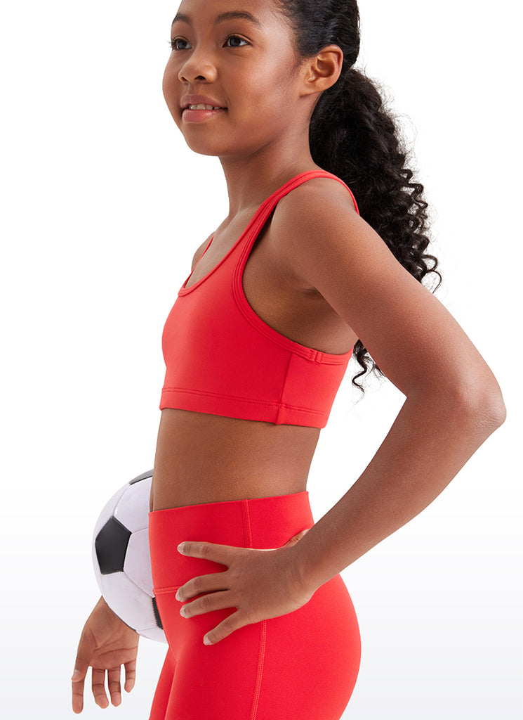 CRZ YOGA  Girl’s Butterluxe Scoop Neck Racerback Yoga Bra Deep Red