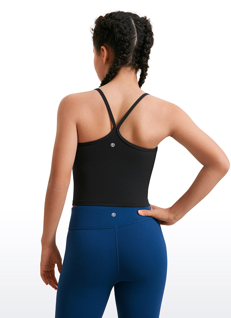 CRZ YOGA Girl's Active Sports Double Lined Y-Back Bra Teens Tank Tops Black