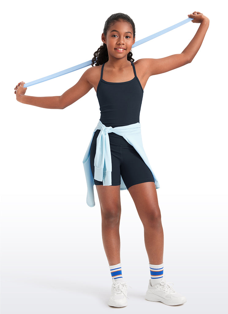 CRZ YOGA Girl's Active Sports Double Lined Y-Back Bra Teens Tank Tops Milk Pink