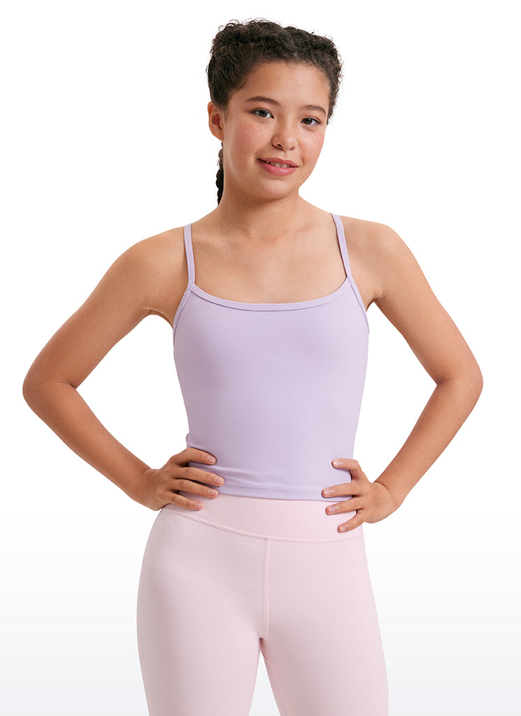 CRZ YOGA Girl's Active Sports Double Lined Y-Back Bra Teens Tank Tops Lilac Air