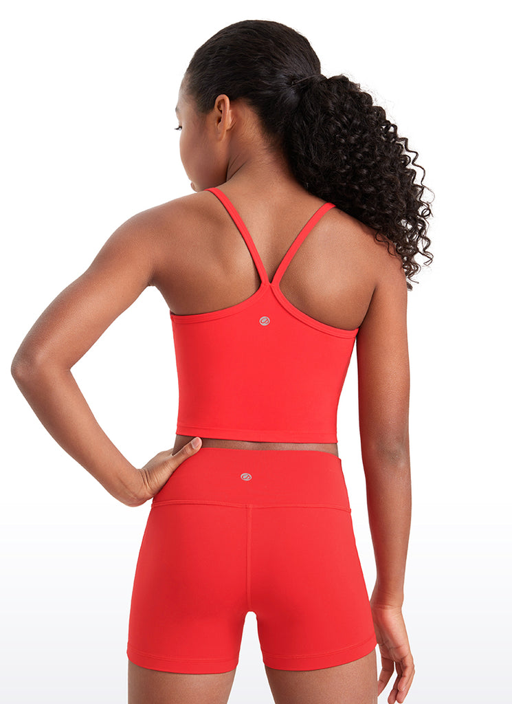 CRZ YOGA Girl's Active Sports Double Lined Y-Back Bra Teens Tank Tops Sparkle Blue