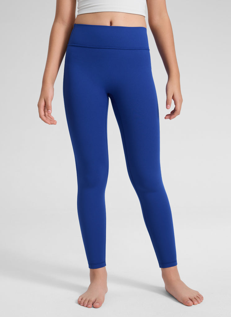 CRZ YOGA Girl's Butterlift Yoga Casual High Rise No Front Seam Legging Waves Blue