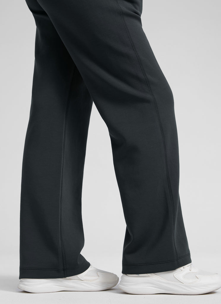 CRZ YOGA Girl's SoftAura High Rise Drastring Pocket Wide Leg sweatpant Black