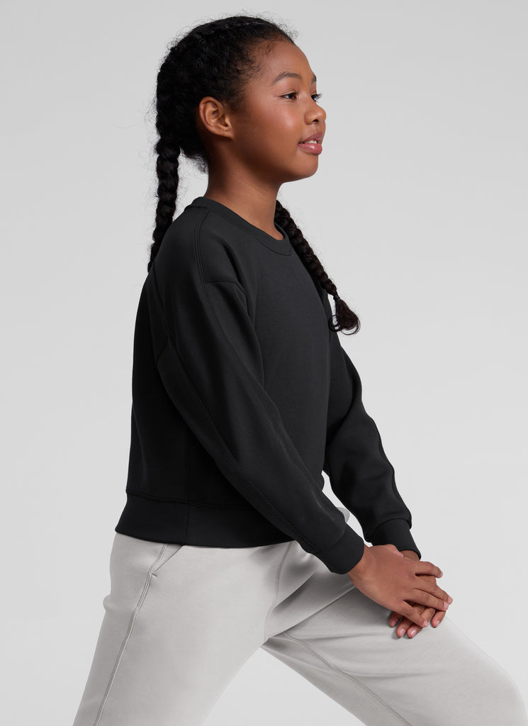 CRZ YOGA Girl's SoftAura Casual Relaxed Fit Workout Sweatshirt Black