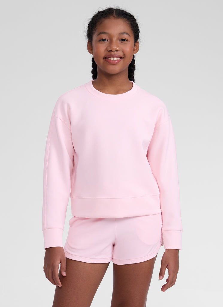CRZ YOGA Girl's SoftAura Casual Relaxed Fit Workout Sweatshirt Strawberry Pink
