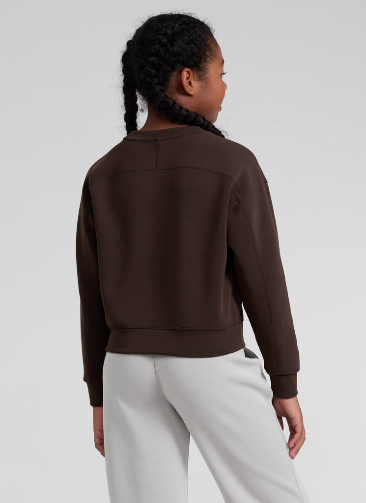 CRZ YOGA Girl's SoftAura Casual Relaxed Fit Workout Sweatshirt Hot Fudge Brown