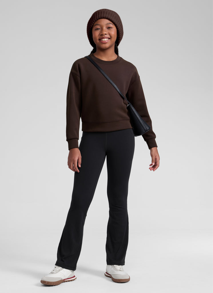 CRZ YOGA Girl's SoftAura Casual Relaxed Fit Workout Sweatshirt Hot Fudge Brown