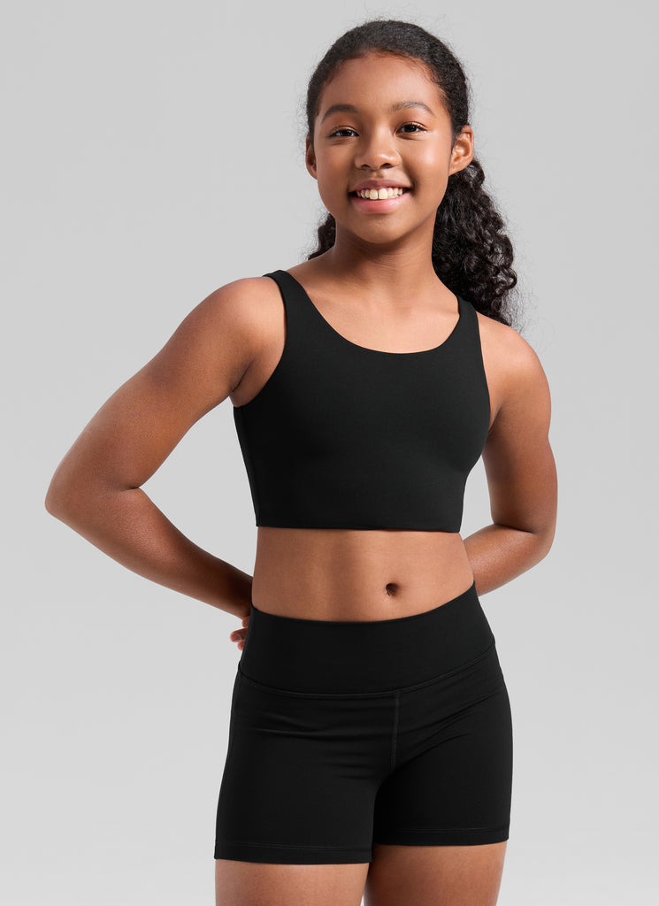 CRZ YOGA Girl's Butterluxe Yoga U Neck U Back Longline Sports Bra Cascadia Green