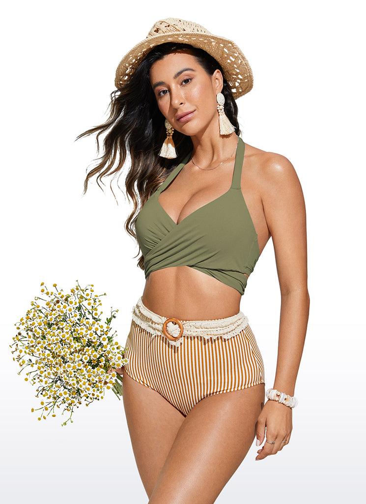 CRZ YOGA Women's Swimwear Tops Sunshine Bikini Top Push Up Coral