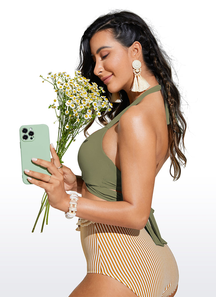 CRZ YOGA Women's Swimwear Tops Sunshine Bikini Top Push Up Black