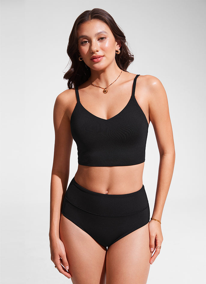 CRZ YOGA Women's Swimwear Tops Sunshine Bikini Top Adjustable Strap Black