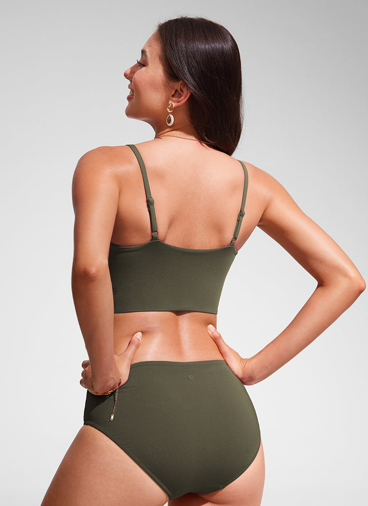 CRZ YOGA Women's Swimwear Tops Sunshine Bikini Top Adjustable Strap Green Glow