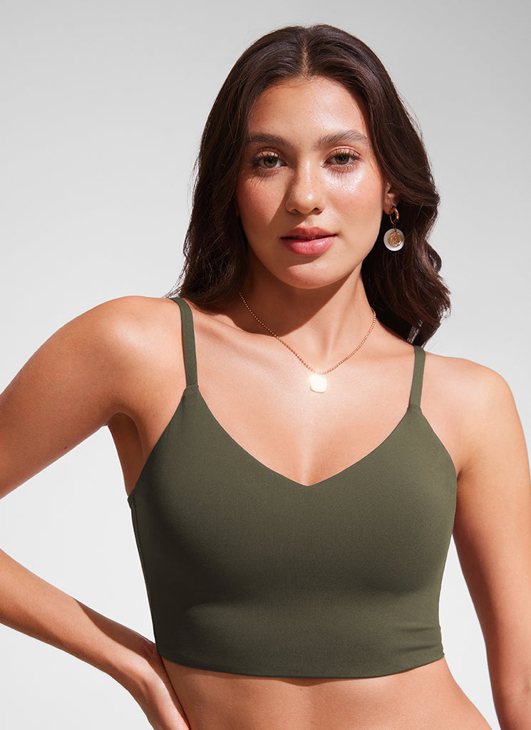 CRZ YOGA Women's Swimwear Tops Sunshine Bikini Top Adjustable Strap Green Glow