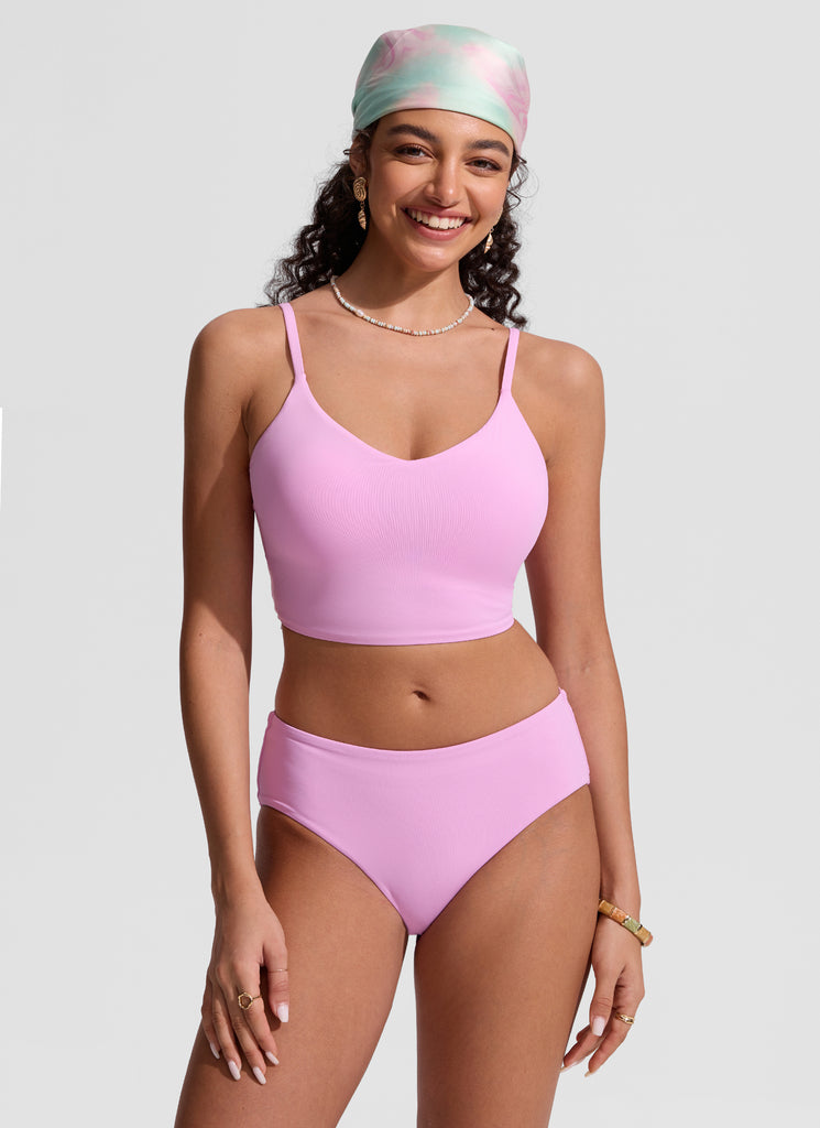 CRZ YOGA Women's Swimwear Tops Sunshine Bikini Top Adjustable Strap Waves Blue