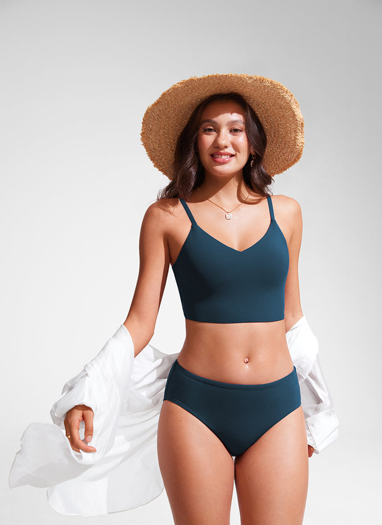 CRZ YOGA Women's Swimwear Tops Sunshine Bikini Top Adjustable Strap Insignia Blue