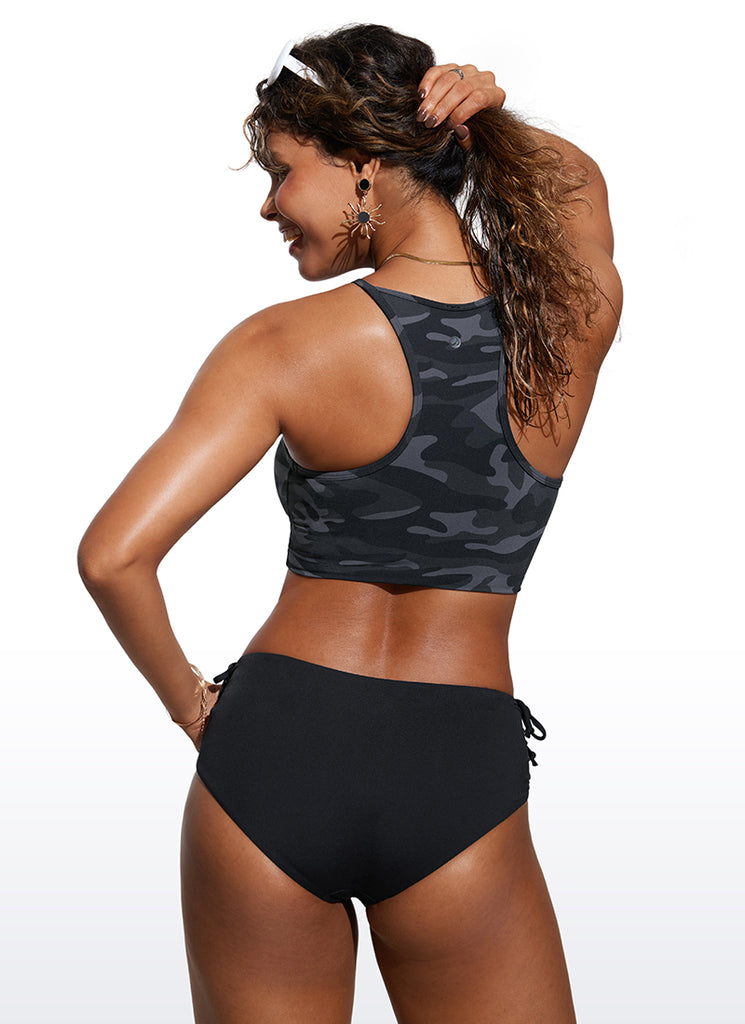 CRZ YOGA Women's Swimwear Tops Sunshine Bikini Top High Neck Moss Green