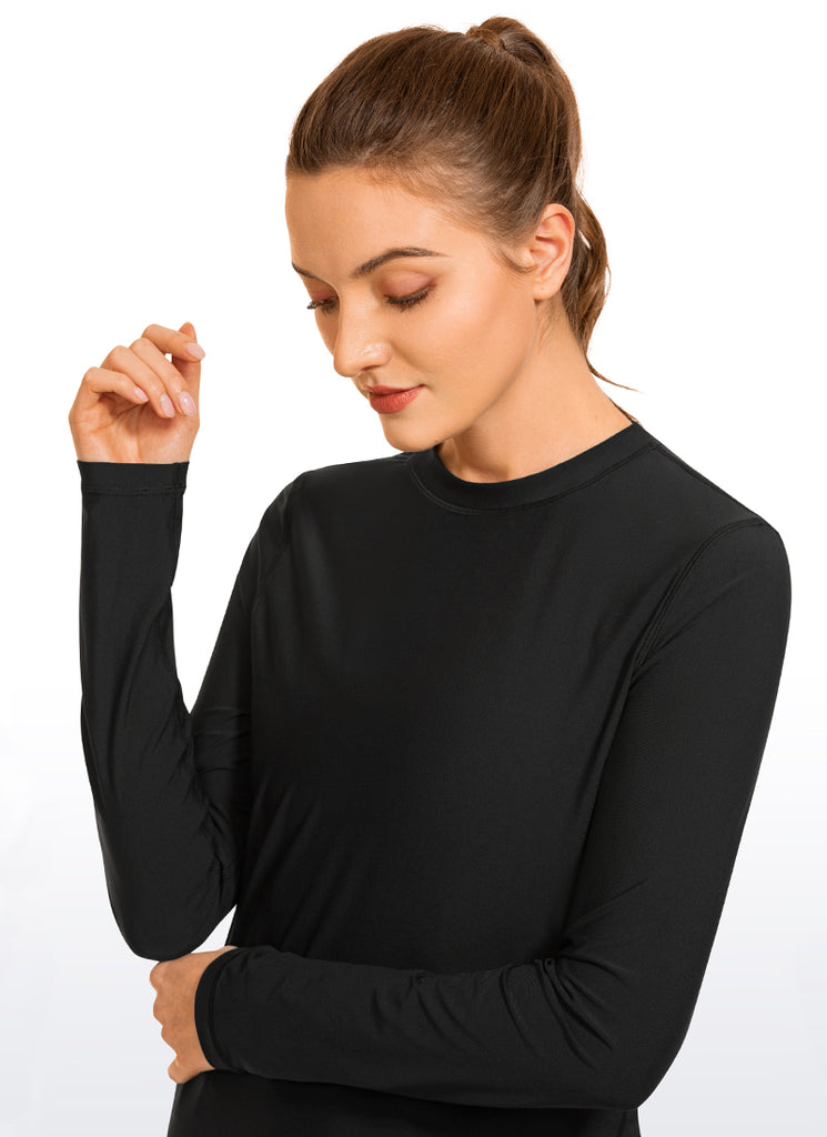 CRZ YOGA Women's Swimwear UPF 50+ Rash Guard Long Sleeve Black